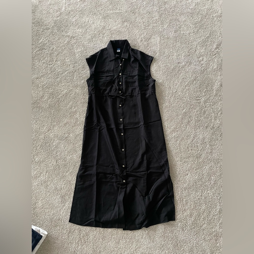 Old Navy Maternity Black Sleeveless Button-Front Midi Dress